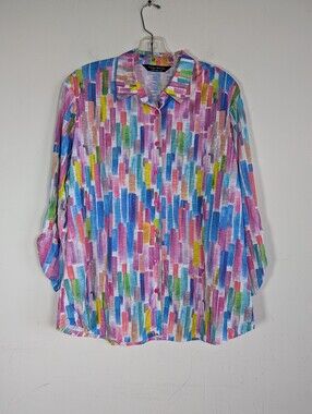 Tango Mango Colorful Abstract Top, Size Medium